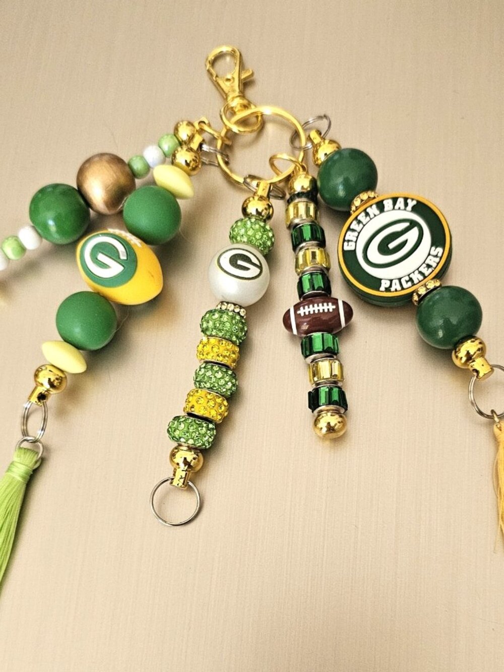 Deluxe Packers Pride Keychain Charm, Green Bay NFL Purse Footbal